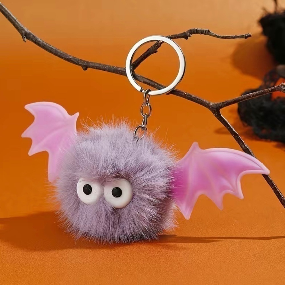 3 For $35 Adorable Powder Purple Fuzzy Sprite Bat Keychain/ Handbag Charm